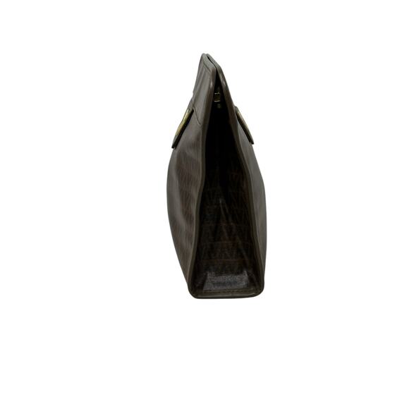 Valentino brown leather V pattern clutch bag - Picture 15 of 15